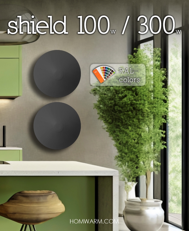 HOM Shield electric radiator in a custom RAL finish for a UK interior design project.