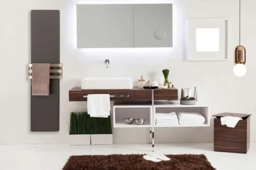 calefactor cerámico cuerpo de 15 mm, soporte de pared de acero pintado, toallero de acero