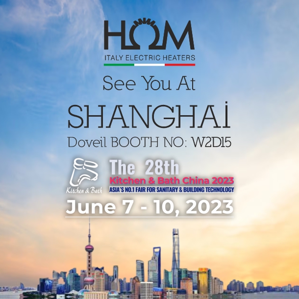 Discover the unique blend of design and efficiency of HOM radiators on display at Shanghai Kitchen & Bath 2023 - W2D15 - Doveil Booth - See you there!
