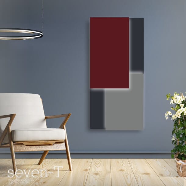 Radiatore elettrico di design per soggiorno Seven-T HOM in acciaio con LED